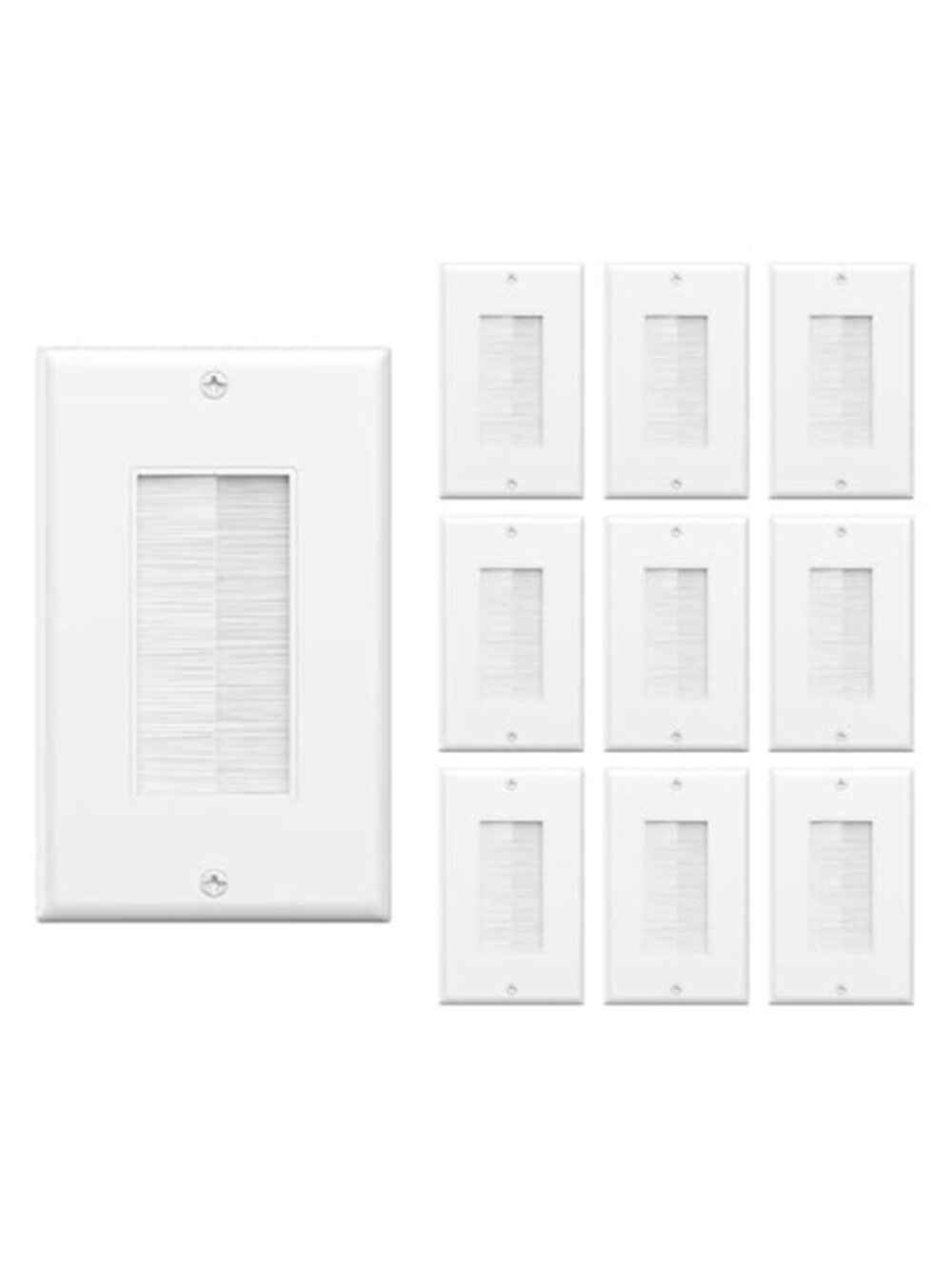 10 Pack Brush Wall Plate Cable Pass Through Cord Hider HDMI TV Wire Management